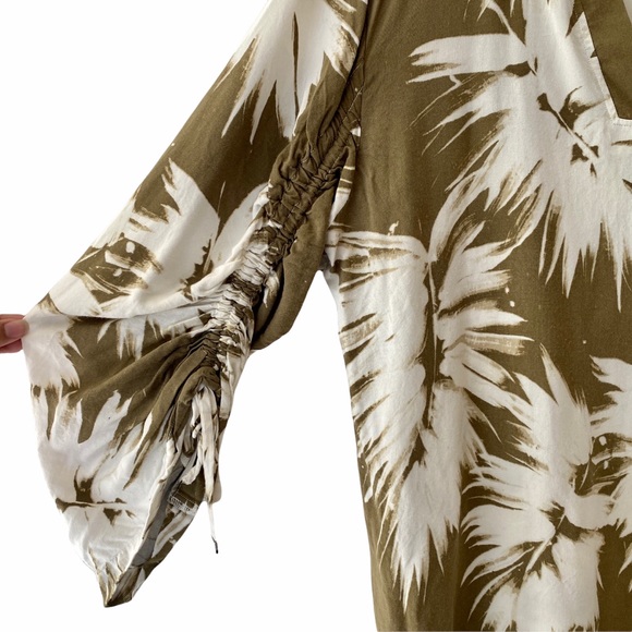 DKNY Tropical Tunic Top Swim Cover Up Ruched Sleeves Women’s Extra Large - Picture 4 of 14